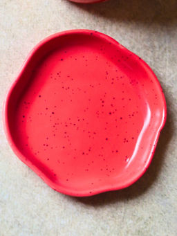 WEAVING HOMES - Red Handmade Dessert Plate