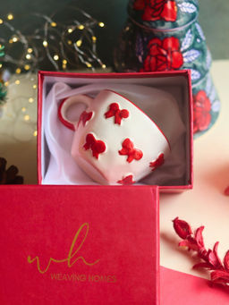 WEAVING HOMES - White Christmas Bow Mug