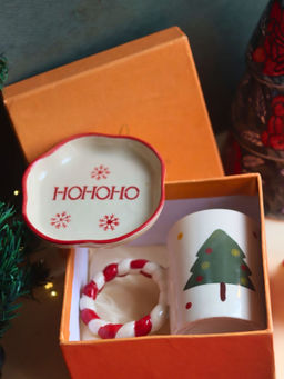 WEAVING HOMES - White The Og Christmas Mug & Hohoho Handmade Dessert Plate