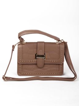 Odette - Brown Studded Structured Sling Bag