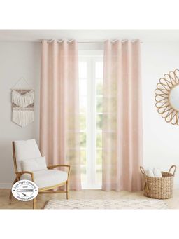HomeTown - Amour Set Of 2 Door Burnout Sheer Curtain In Pink Colour