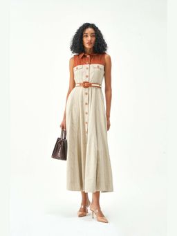 Notebook - Off White Anita Midi Dress with Belt