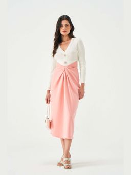 Notebook - White Cardigan and High-Waisted Midi Skirt Florian Dress