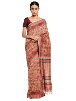 Fabindia - Cotton Silk Kalamkari Sari (Brown)