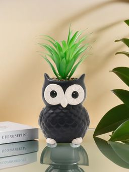 UMAI - Artificial Plant Green Pineapple Leaves with Owl Shaped Pot