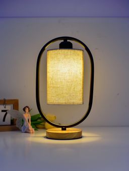 UMAI - Table Lamp Wooden Base with Fabric Shade Night Light