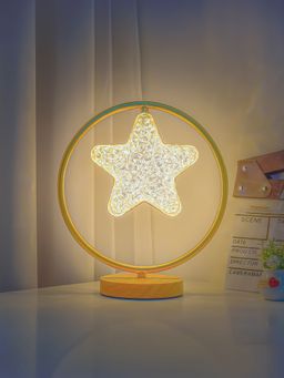 UMAI - Dimmable Table Lamp W Wooden Base and Unique Star Shape