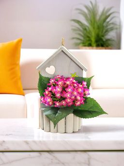UMAI - Artificial Flowers with Pot Spring Pink Hydrangea Flowers