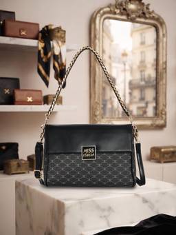ESBEDA - Black Chelsea Shoulder Bag with Detachable Strap (M)