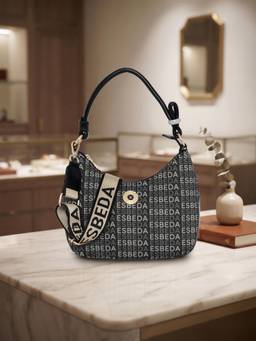 ESBEDA - Black Bella Shoulfer Bag with Detachable Strap (M)