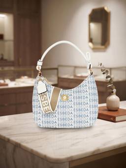 ESBEDA - White Bella Shoulfer Bag with Detachable Strap (M)
