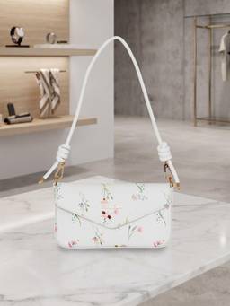 ESBEDA - White Color Blossom Whisper Shoulder Bag (S)