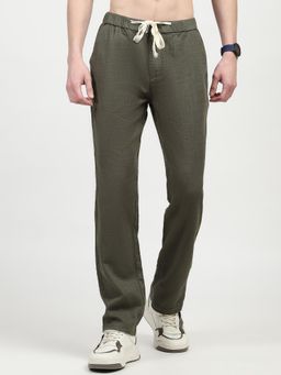 Global Republic - Olive Solid/Plain Straight Trouser