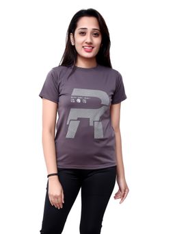 Fnocks - Women Purple Cotton Round Neck Printed Regular Fit T-shirt