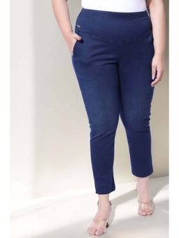 Amydus - Plus Size Navy Blue Light Fade Straight Fit Jeans for Women