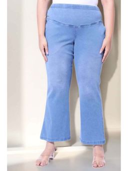 Amydus - Plus Size Blue Light Fade Bootcut Jeans for Women