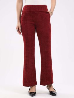 Global Republic - Wool Blend Textured Maroon Trousers