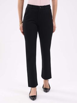 Global Republic - Cotton Blend Solid Black Trousers