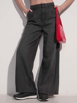 TOKYO TALKIES - Women Grey High Rise Wide Leg Jeans