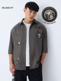 The Souled Store - Men Grey Printed Relaxed Shirt