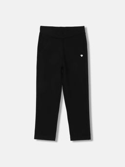 Blue Giraffe - Girls Black Solid Slim Fit Jeggings