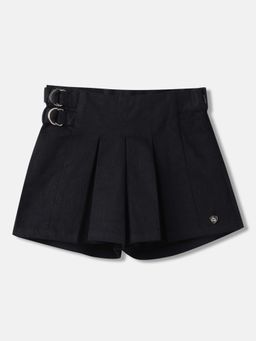 Blue Giraffe - Girls Navy Blue Solid Regular Fit A-line Pleated Skort