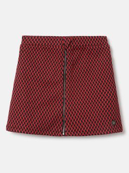 ELLE - Girls Red Printed Regular Fit A-Line Skirt