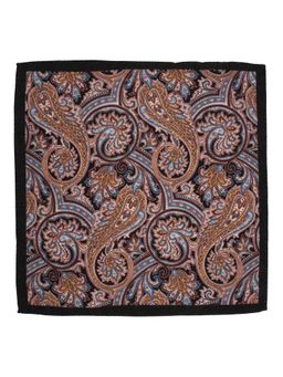 The Tie Hub - Serpentine Paisley Black Wool Pocket Square For Men