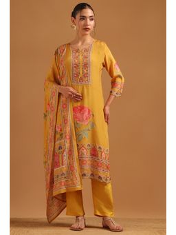 Soch - Mustard Muslin Kurta With Pant & Dupatta
