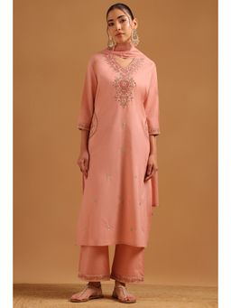 Soch - Peach Cotton Embroidered Kurta With Pant & Dupatta