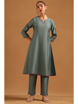 Soch - Sap Green Art Silk Solid Co-Ord Set