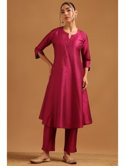Soch - Magenta Art Silk Hand Embroidered Co-Ord Set
