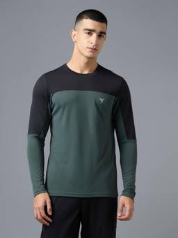 Technosport - Men Colorblock Slim Fit Round Neck Sports T-Shirt with Technocool+