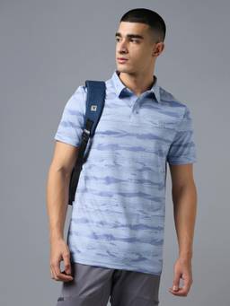 Technosport - Men Printed Regular Fit Sports Polo T-Shirt with Double Cool