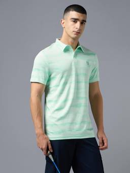 Technosport - Men Printed Regular Fit Sports Polo T-Shirt with Double Cool