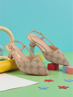 Truffle Collection - Girls Beige Kitten Heels