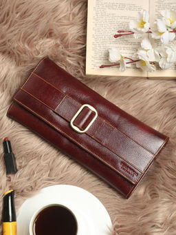 Teakwood - Women Maroon Solid Two Fold Leather Wallet
