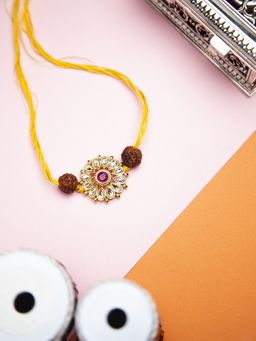 Curio Cottage - The Purity of Yellow Kundan Rakhi