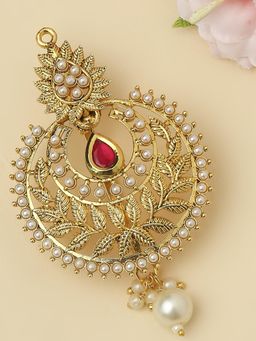 OOMPH - Gold Tone Kundan Hair Bun Pin Juda Pin Ethnic Chandbali Style