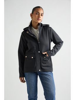 Femmella - Navy Blue Zip Up Hooded Jacket