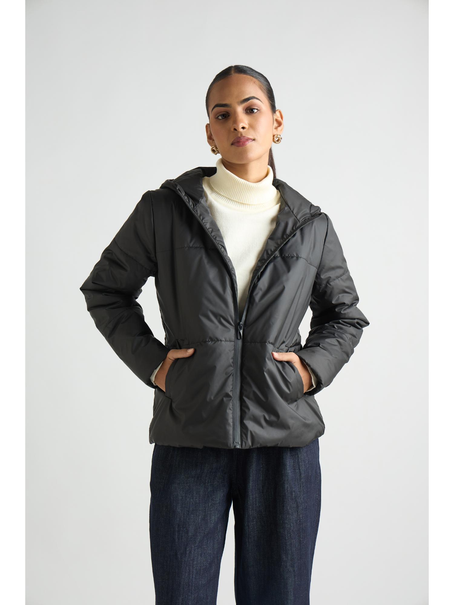 femmella Black Hooded Puffer Jacket-picture-31