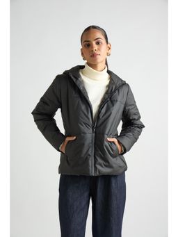 Femmella - Black Hooded Puffer Jacket