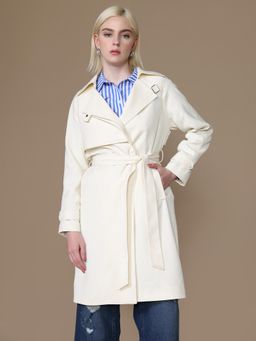 Kazo - Berry Overcoat with Belt - Off White