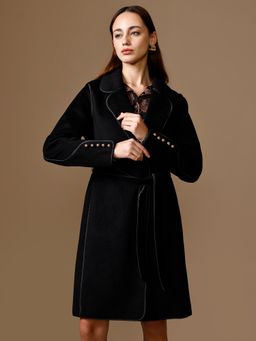Kazo - Hannah Overcoat with Belt - Black