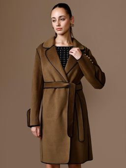 Kazo - Hannah Overcoat with Belt - Brown