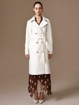Kazo - Duri Overcoat with Belt - Off White