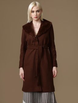 Kazo - Warrin Overcoat With Belt - Brown