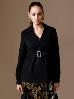 Kazo - Saga Peplum Winter Coat - Black