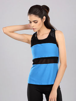 Kica - Victory Racer Back Tank Top With Mesh - Blue