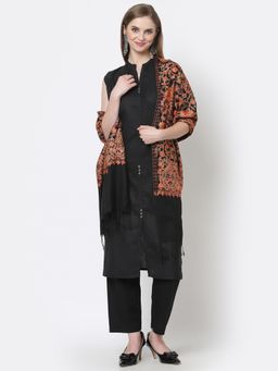 WEAVERS VILLA - Womens Black Aari Embroidery Shawl